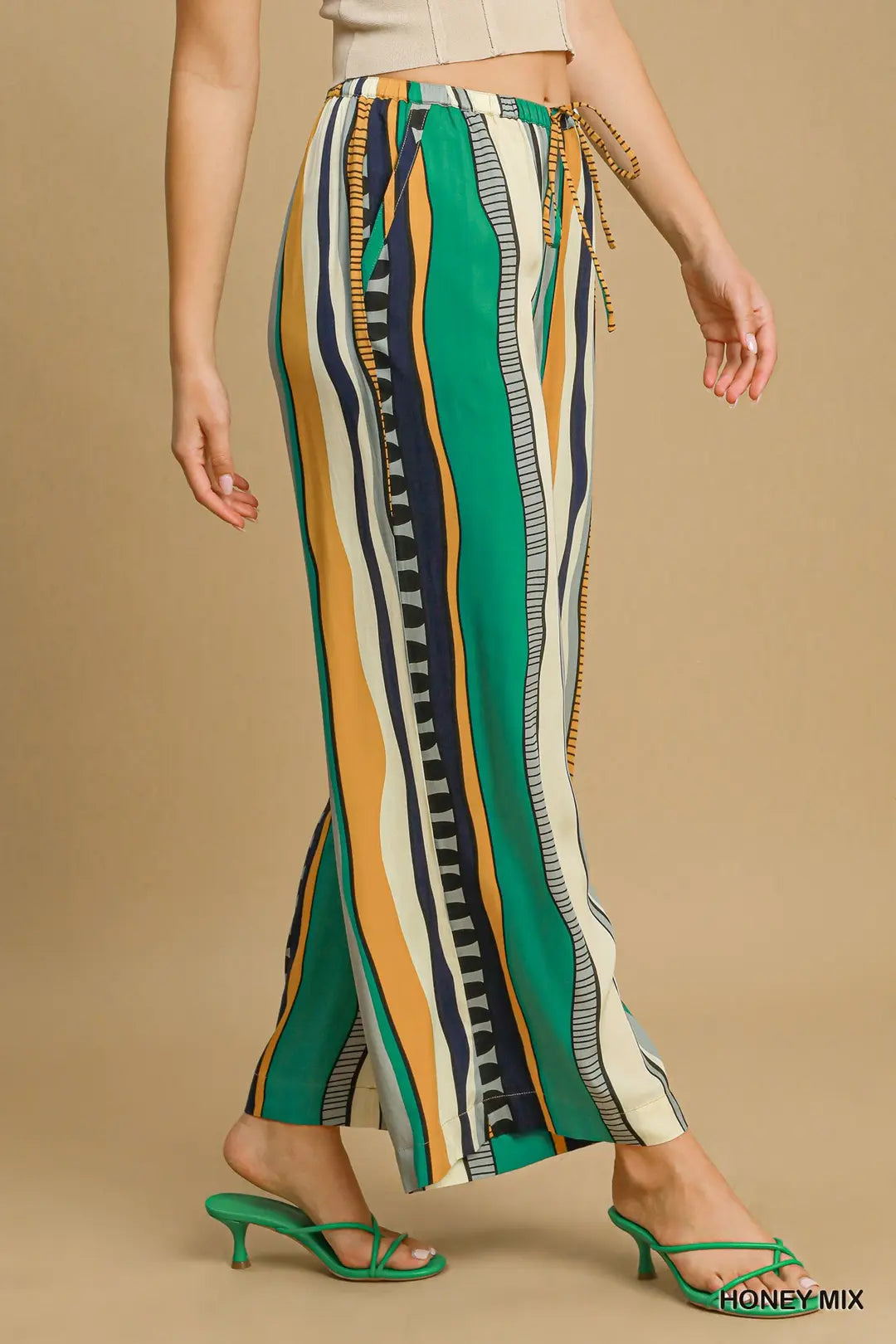 Wide Leg Abstract Print Pants
