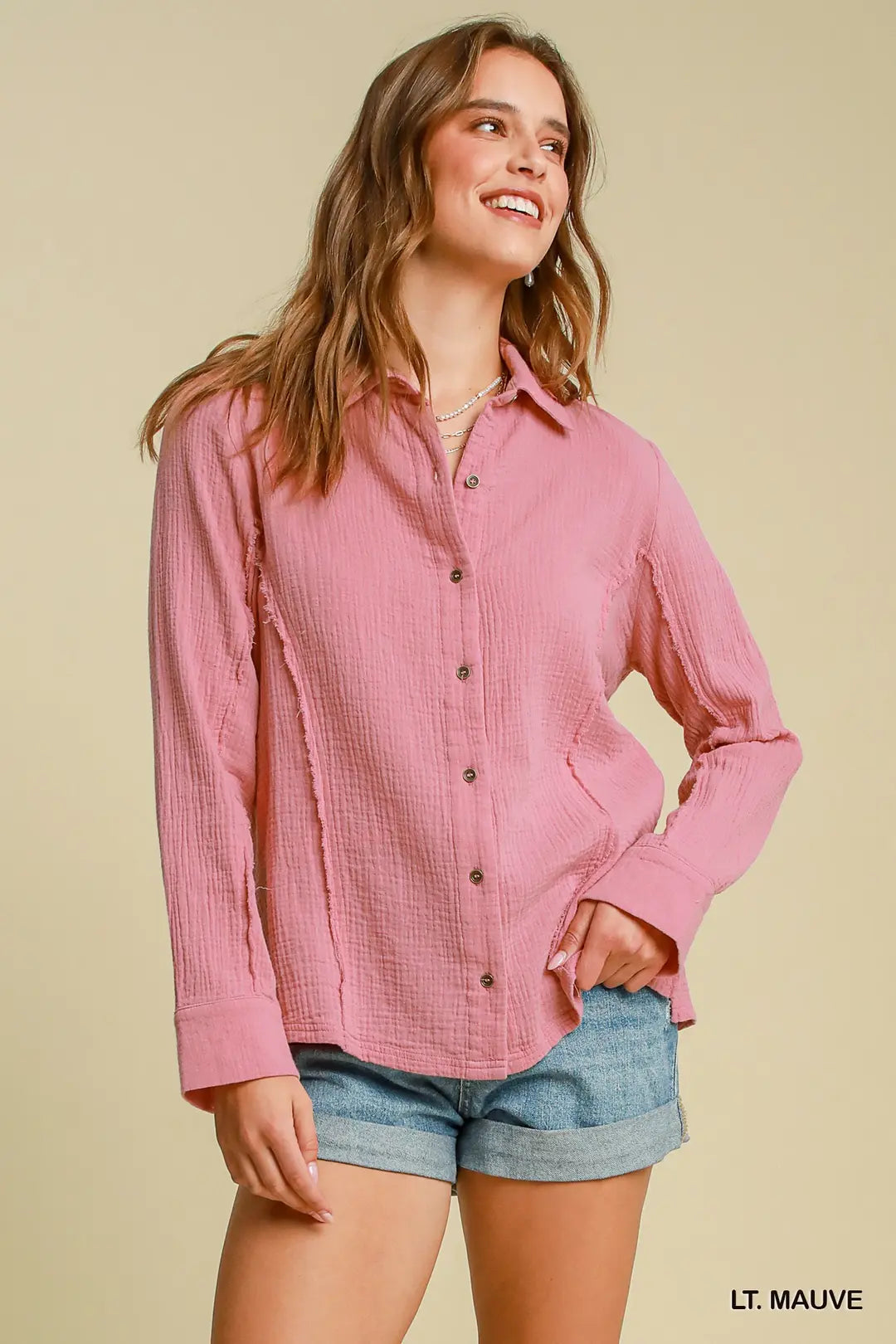 Washed Cotton Gauze Button Down Shirt