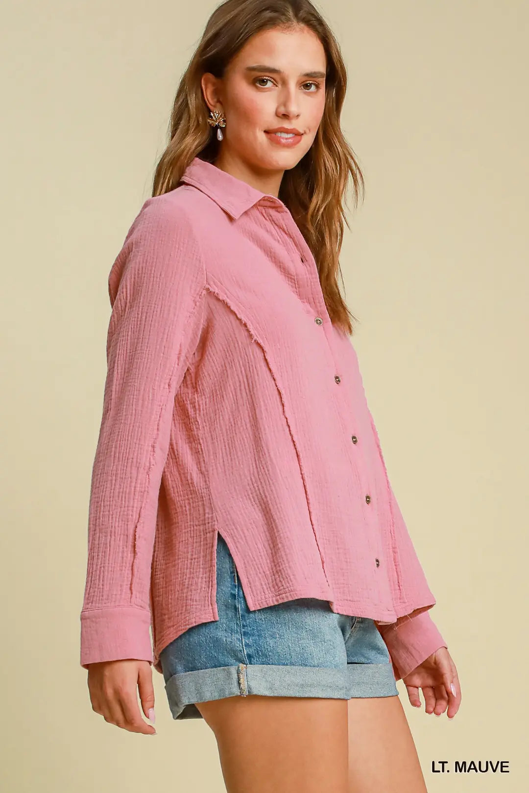 Washed Cotton Gauze Button Down Shirt
