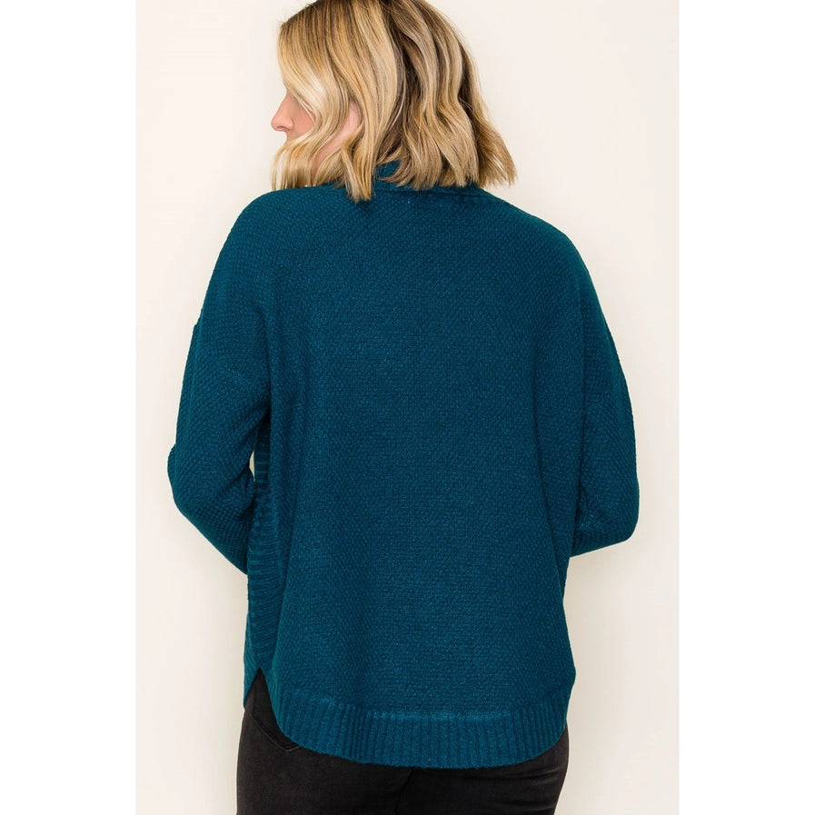 Turtle Neck Waffle Sweater Top