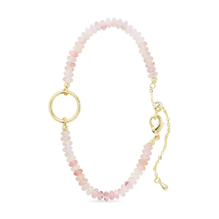 Gold Stone with Charm Clasp Bracelet
