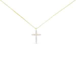 Gold CZ Medium Cross Necklace