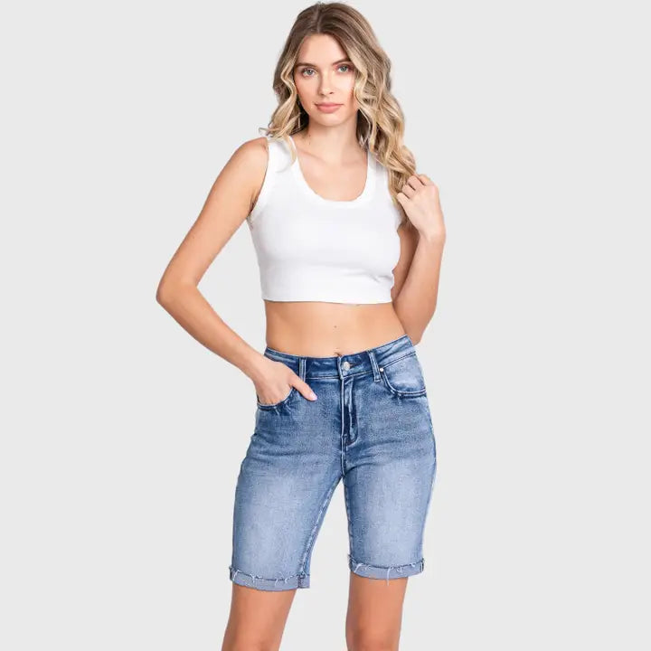 High Rise Bermuda w/ Cuffed Hem
