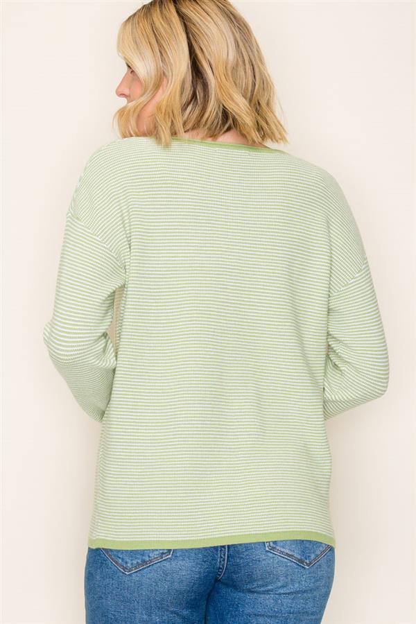 Waffle Pinstriped Sweater