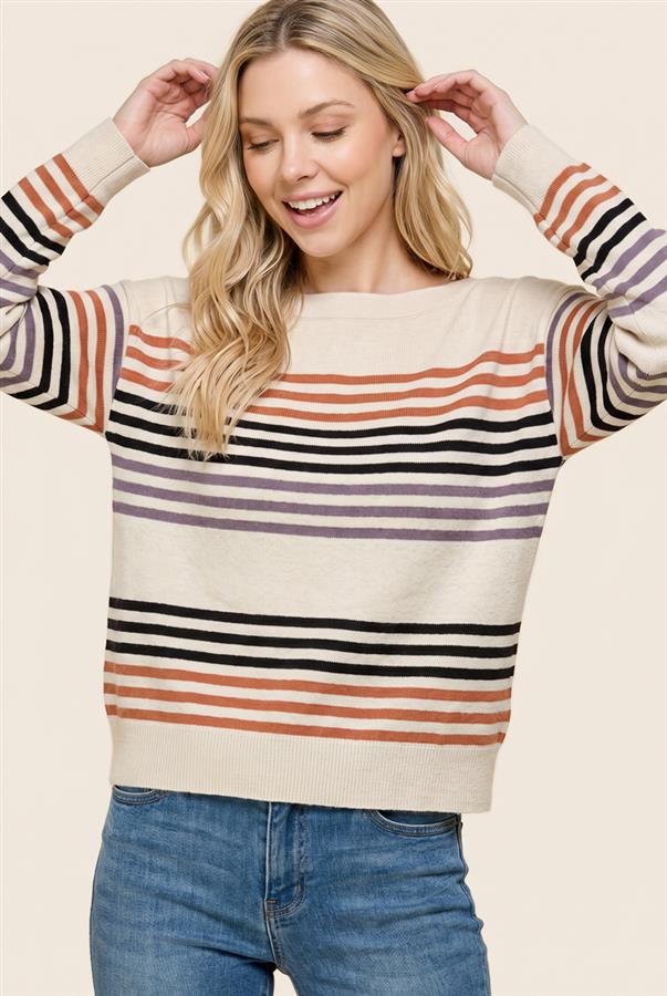 Boat Neck Stripe Sweater