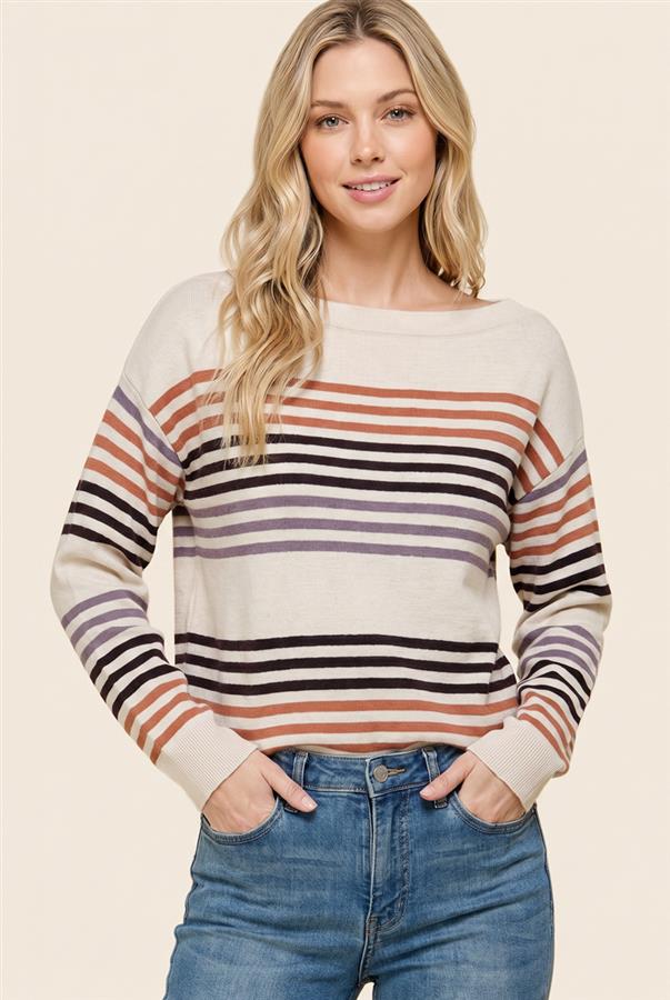 Boat Neck Stripe Sweater