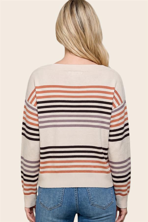 Boat Neck Stripe Sweater