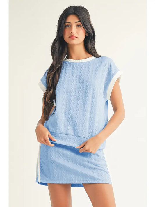 Textured Crewneck Top & Skirt Set