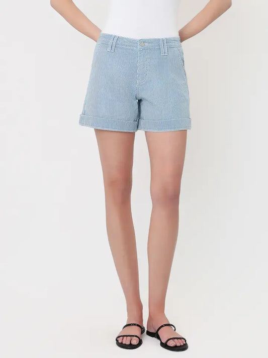 Lovervet High Rise Cuffed Striped A Line Shorts