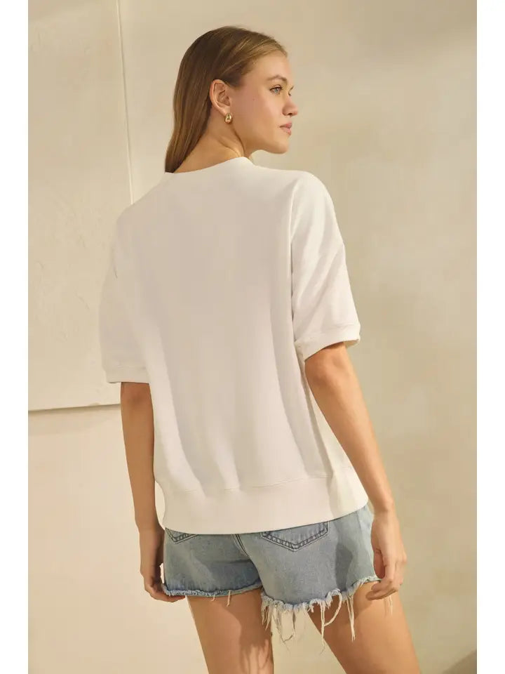 Ribboned Flag Short-Sleeve Sweatshirt