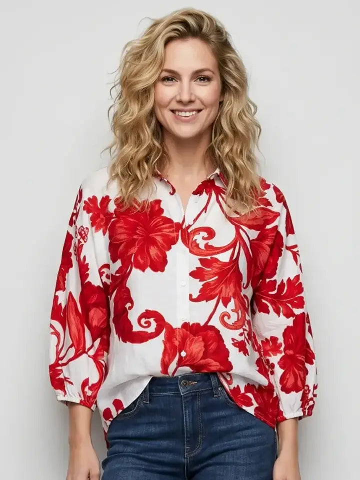 Linique Floral Button Blouse