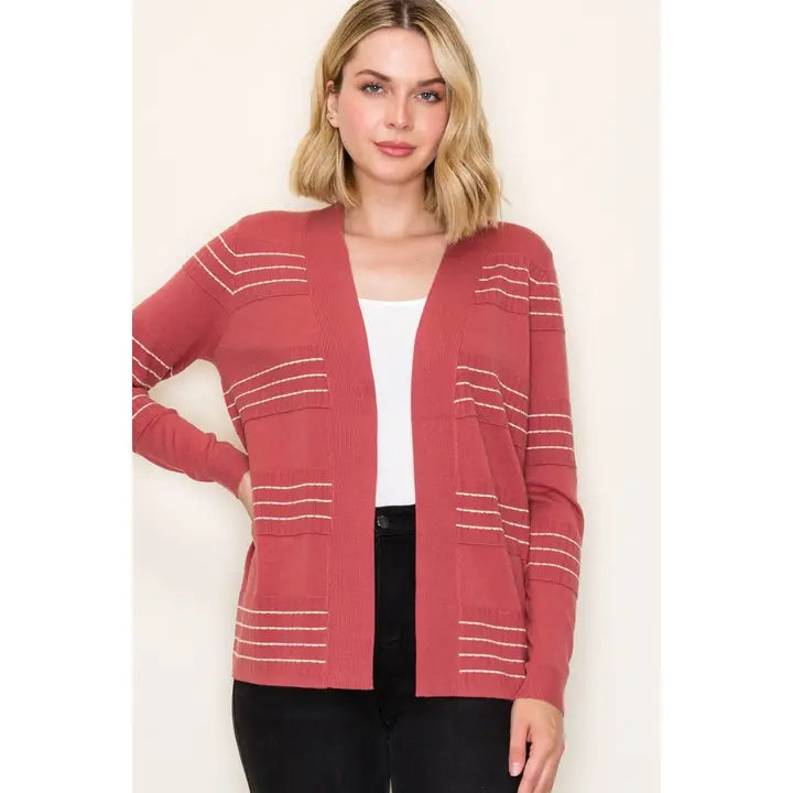 Stitch Striped Sweater Cardigan