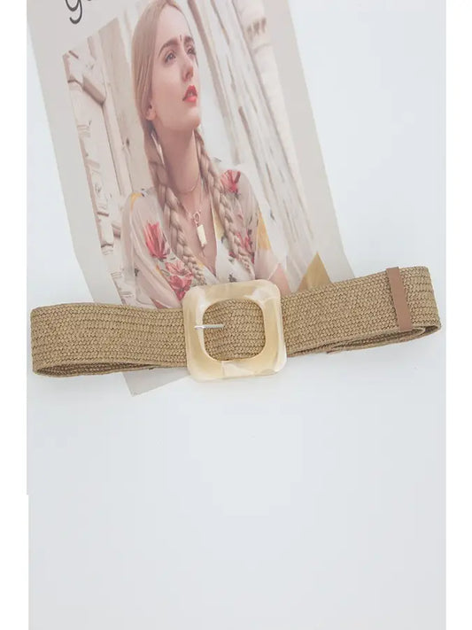 Woven Straw Resin Buckle Belt