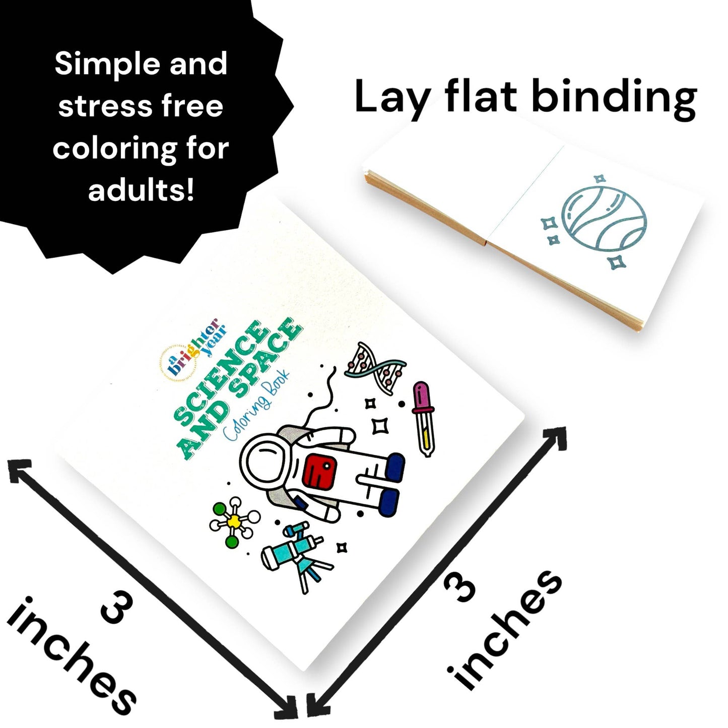 Science and Space Easy Tear Mini Coloring Book for Adult