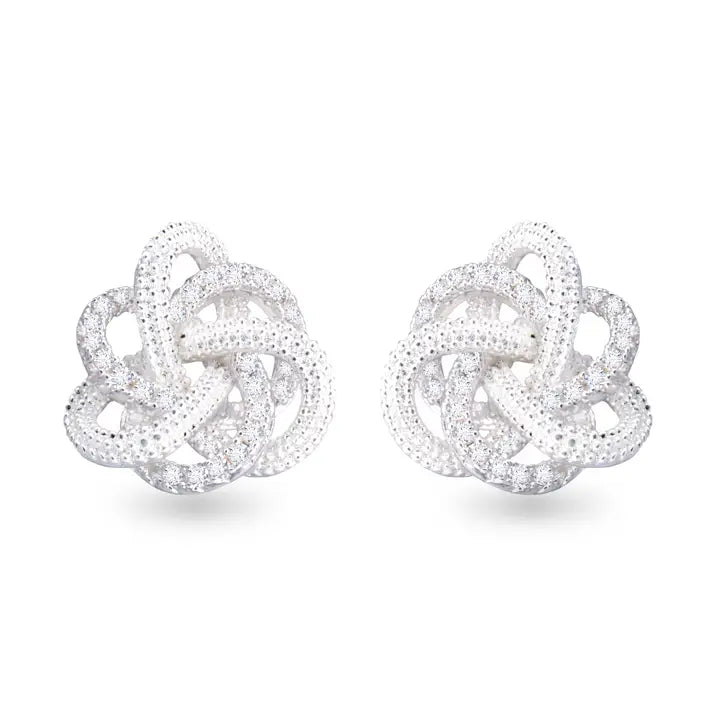 Cz Twisted Knot Earrings