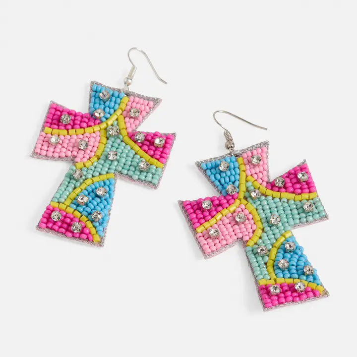 Colorblock Cross Earring