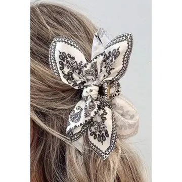 Paisley Floral Print Bow Knot Hair Clip