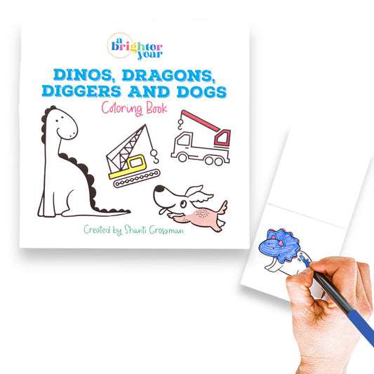 Dinos Dragons Diggers and Dogs Mini Coloring Book