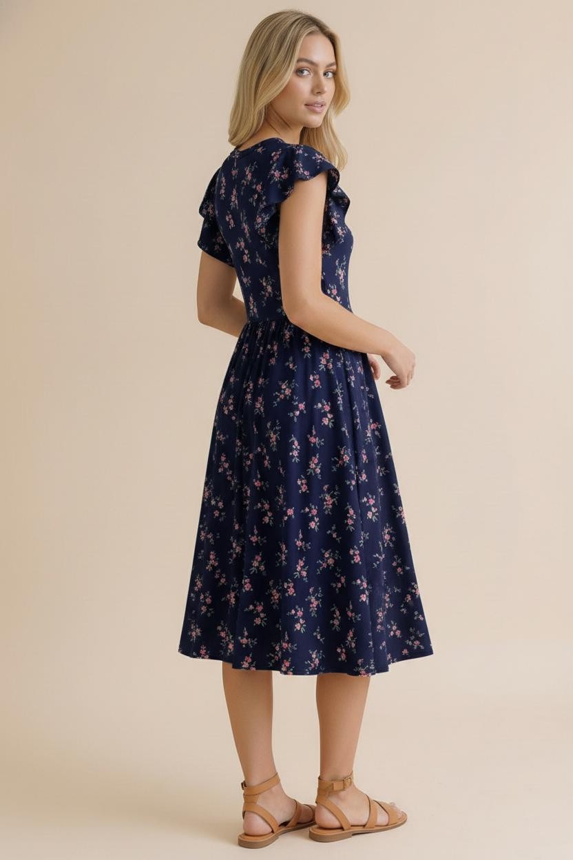 Folded Ruffle Short Sleeve Babydoll Dress