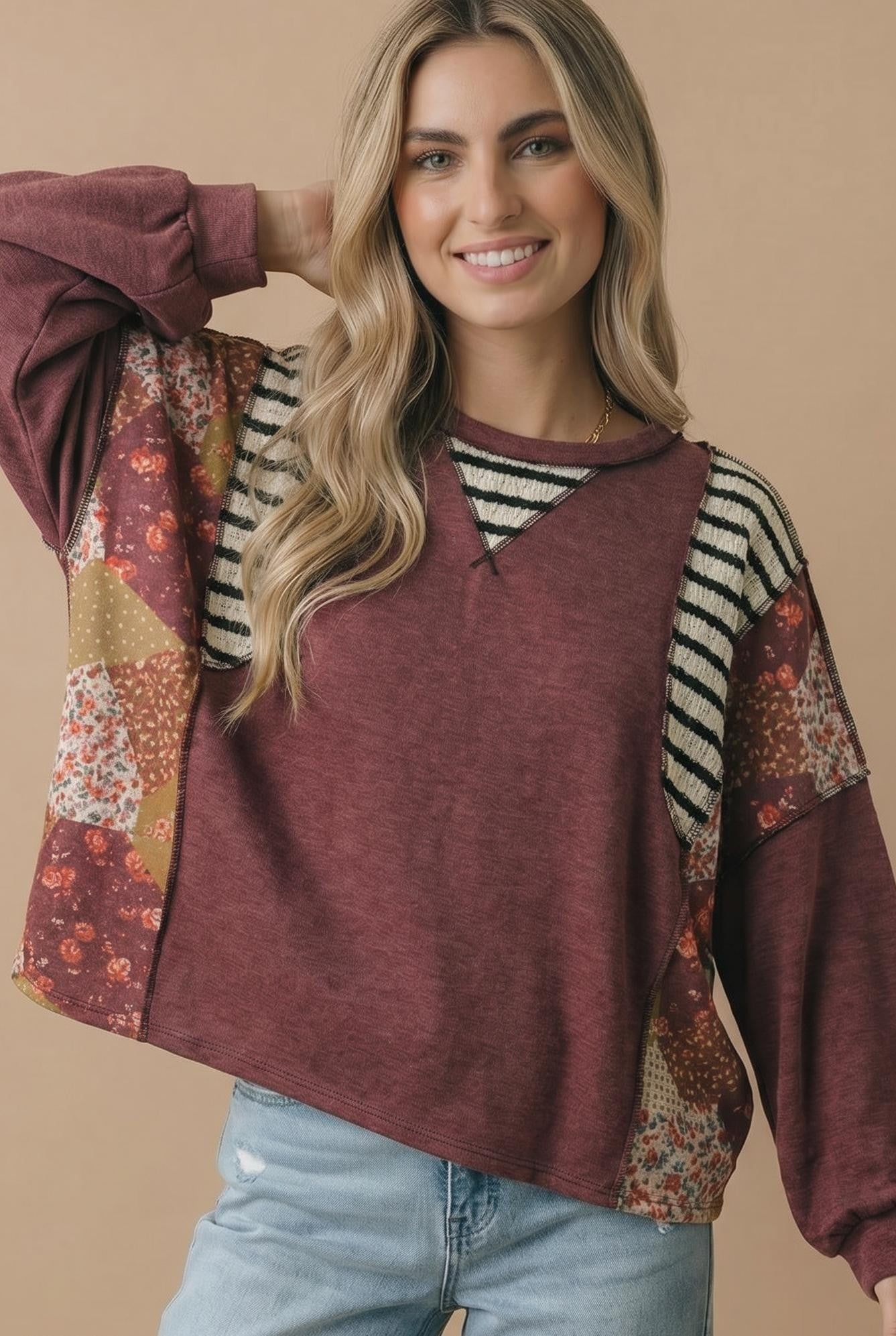 Fall in Love Color Block Knit Top