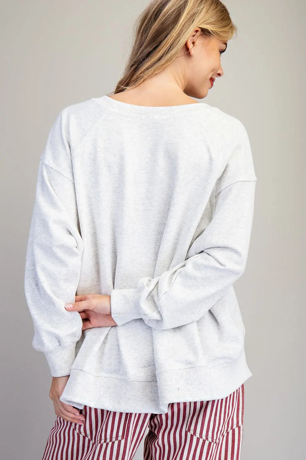Merry Embroidered High-Low Sweatshirt