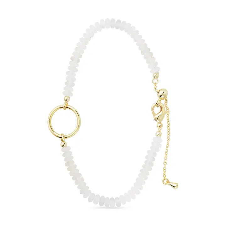 Gold Stone with Charm Clasp Bracelet