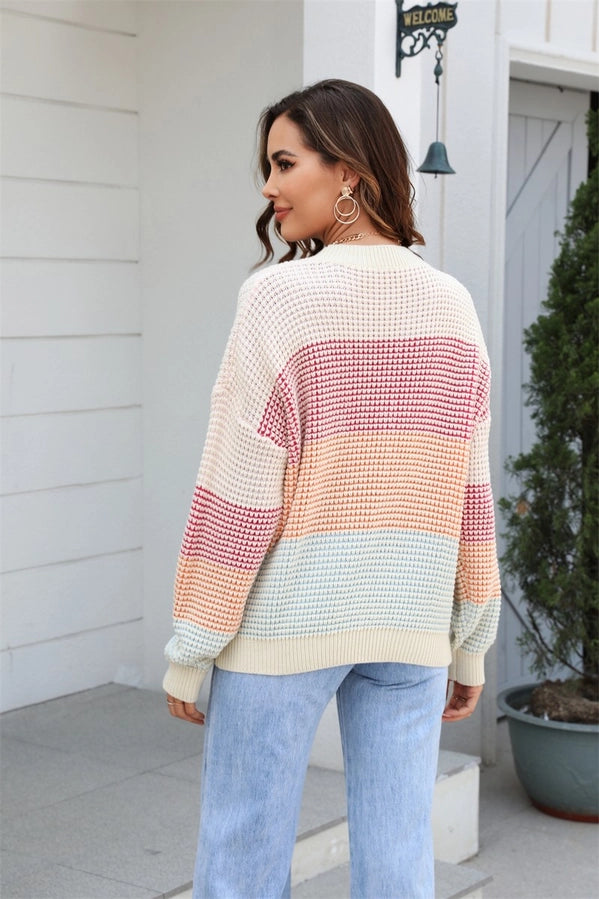 Crew Neck Color Block Sweater