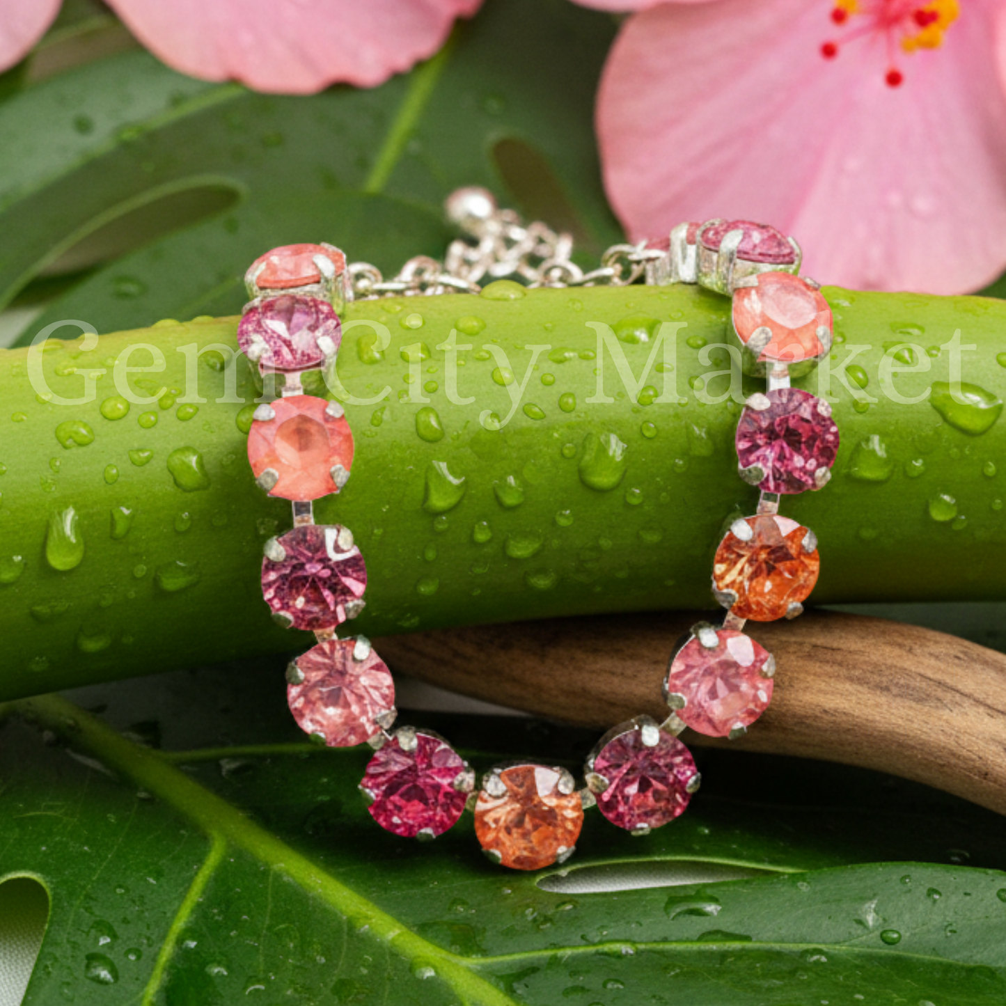 Crystal Bracelet - Pink Citrus B001
