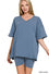Cotton V-neck Top & Biker Shorts set