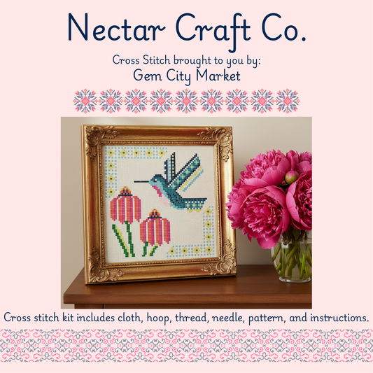 Cross Stitch - Blue Hummingbird