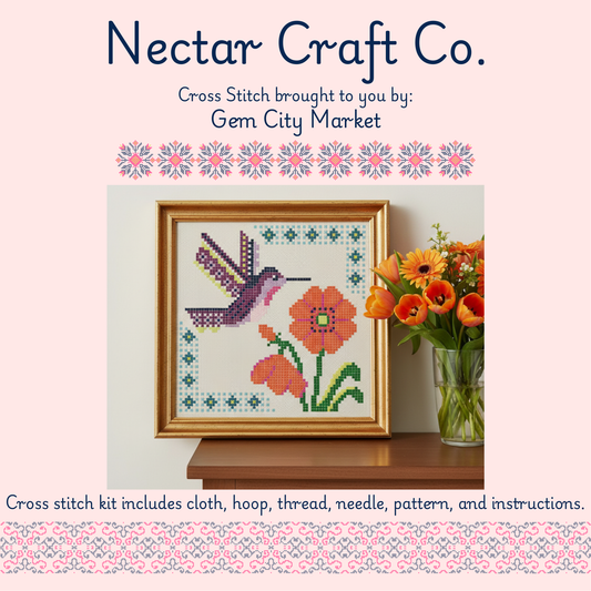 Cross Stitch - Purple Hummingbird