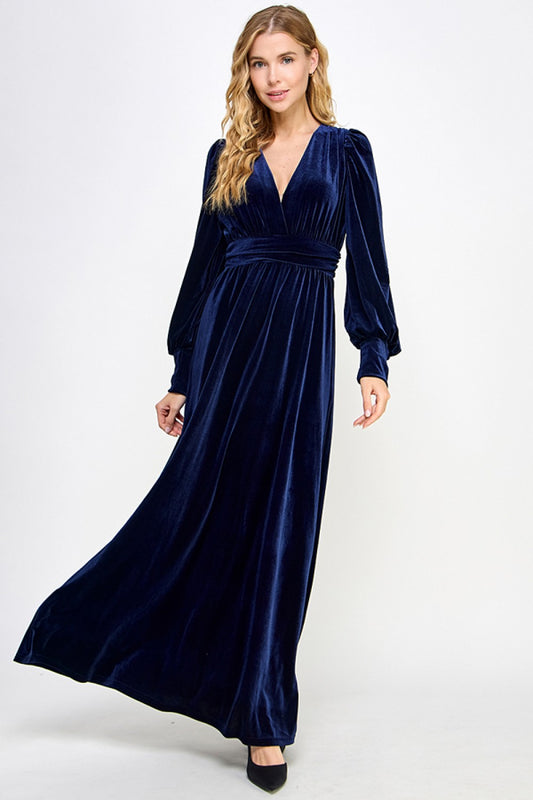 Long Sleeve Velvet Maxi Dress