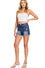 Zenana Dark Wash Frayed Denim Shorts