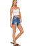 Zenana Frayed Hem Side Slit Denim Shorts