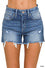 Zenana Frayed Hem Side Slit Denim Shorts