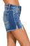 Zenana Frayed Hem Side Slit Denim Shorts