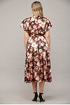 FLORAL SATIN SHORT PUFF SLV MIDI DRESS