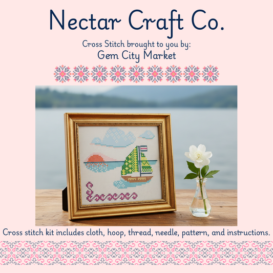 Cross Stitch Kit - Green Sailboat