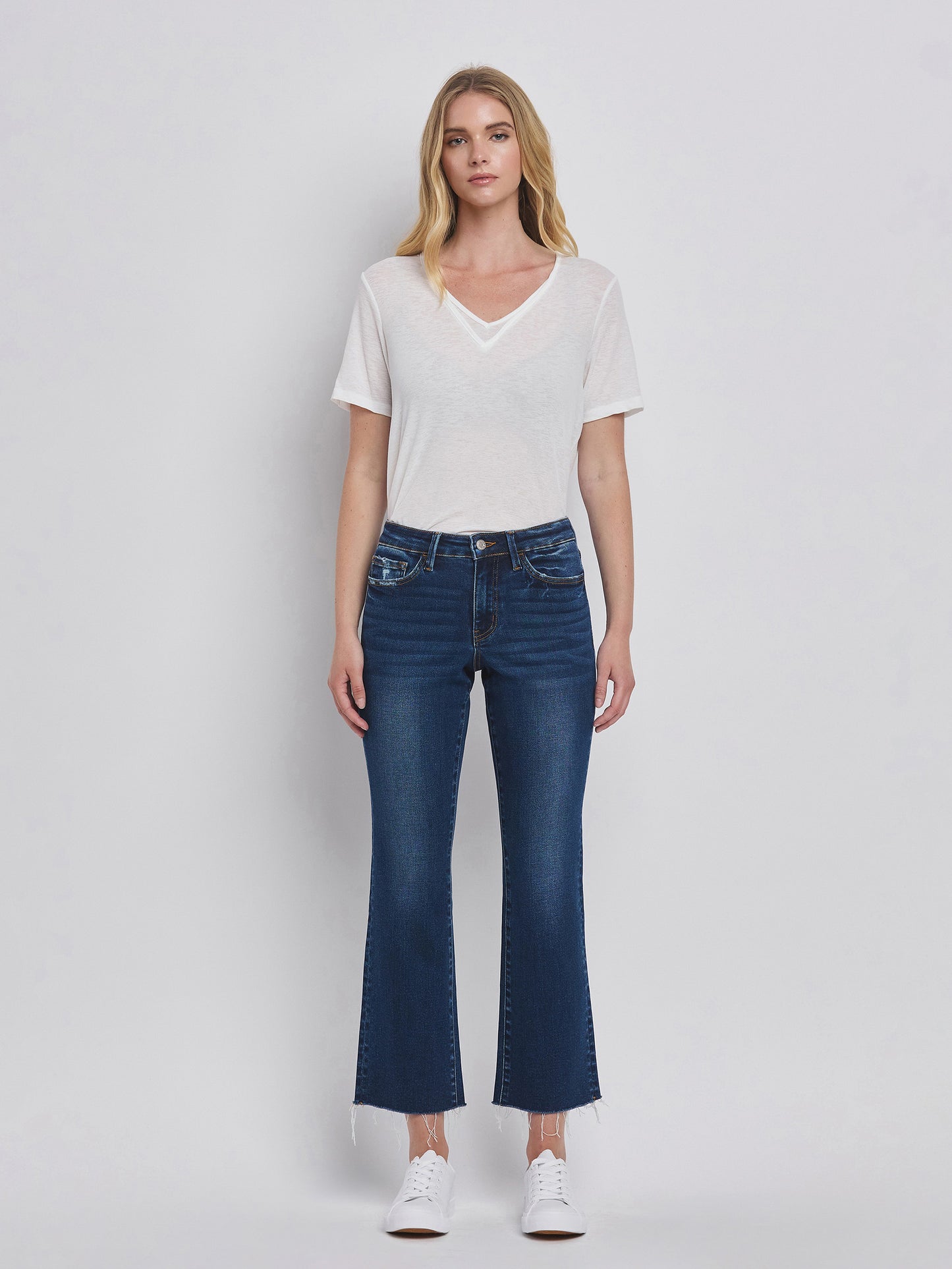 HIGH RISE MINI BOOTCUT JEANS