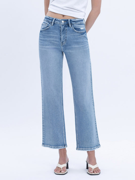 SUPER HIGH RISE ANKLE SLIM WIDE JEANS