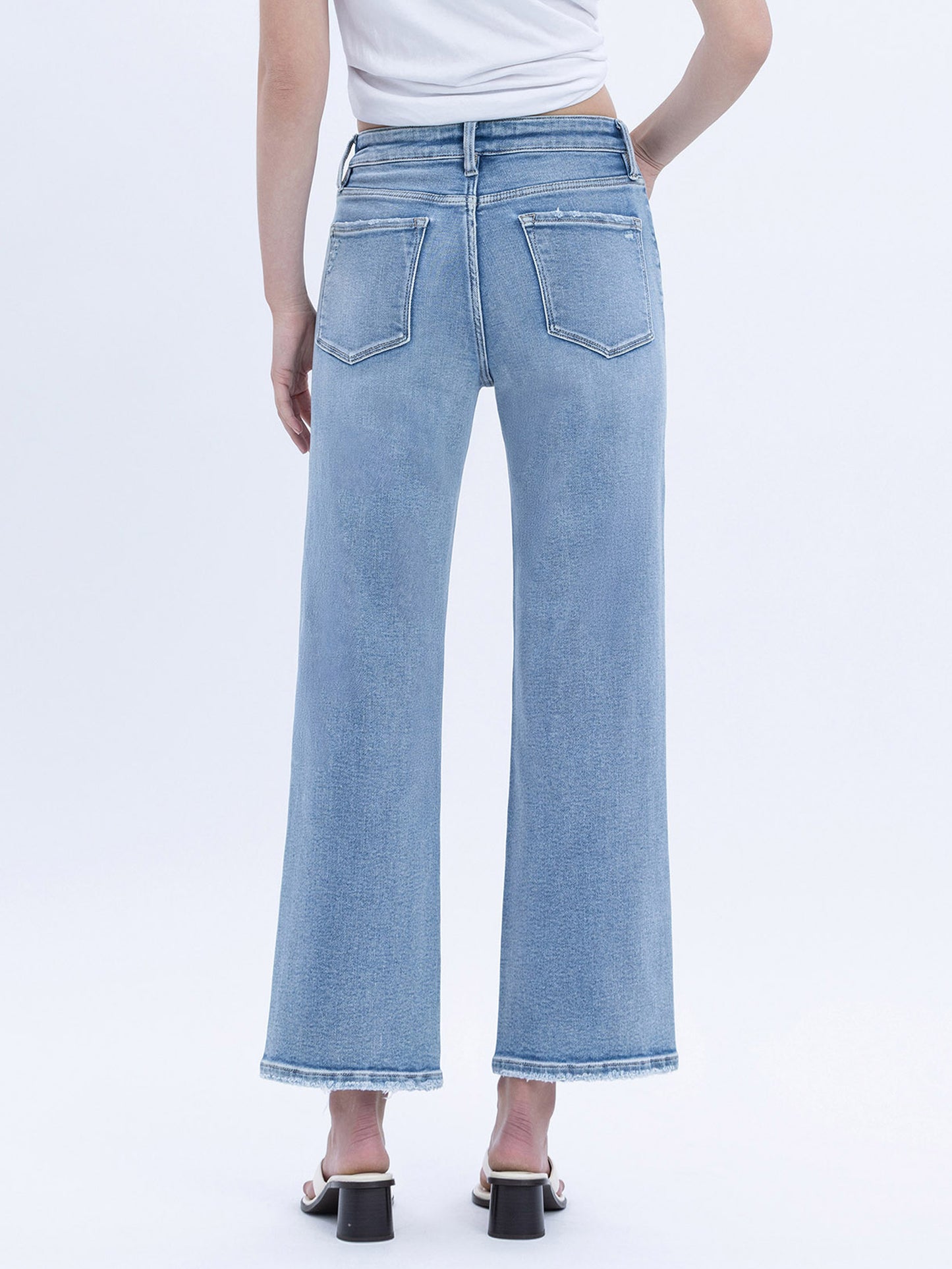 SUPER HIGH RISE ANKLE SLIM WIDE JEANS