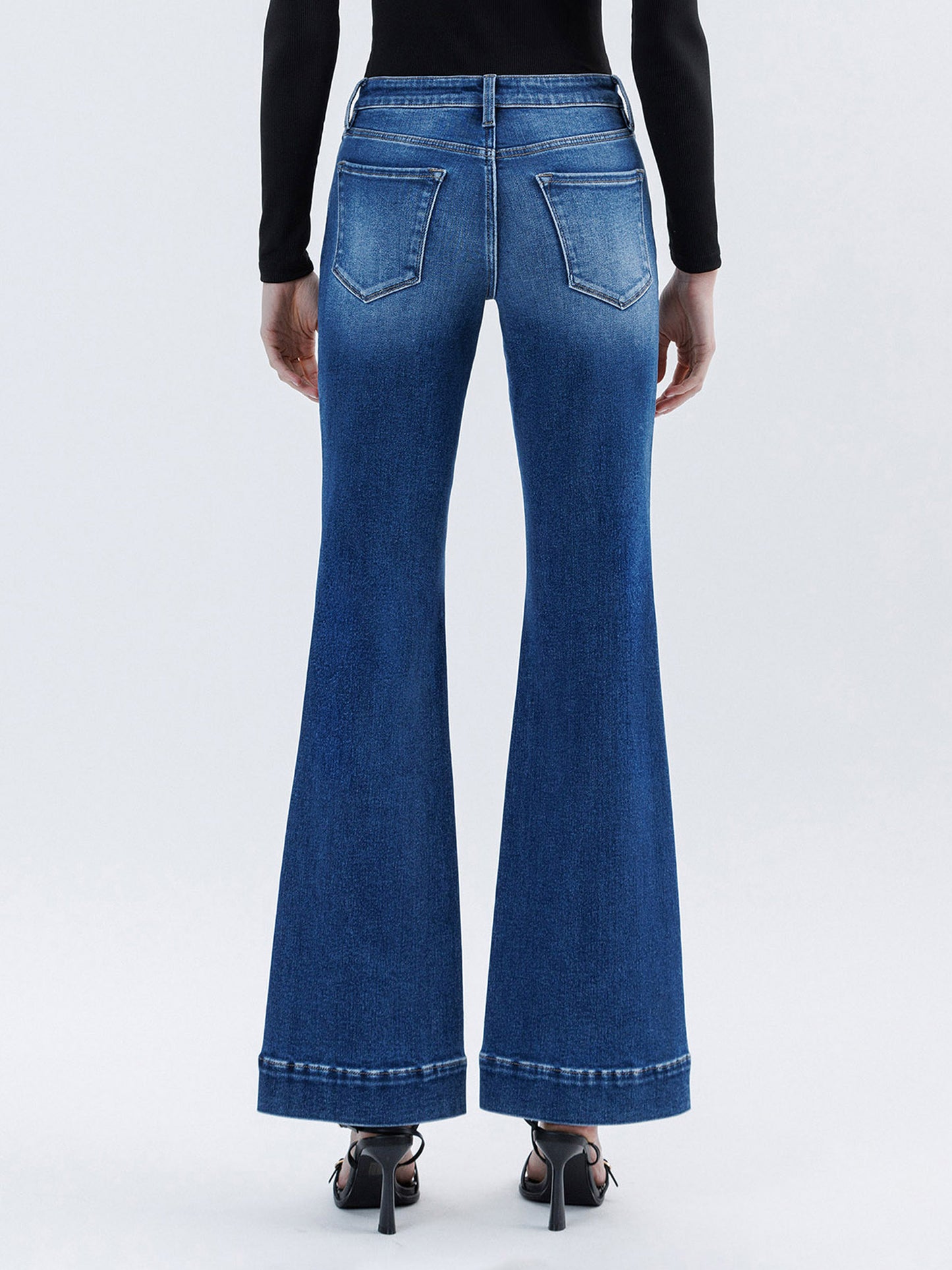 HIGH RISE TROUSER HEM RELAXED FLARE JEANS