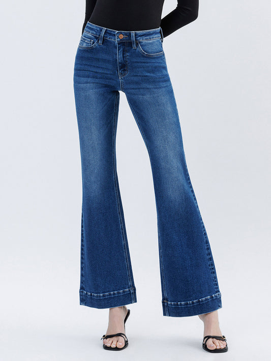HIGH RISE TROUSER HEM RELAXED FLARE JEANS