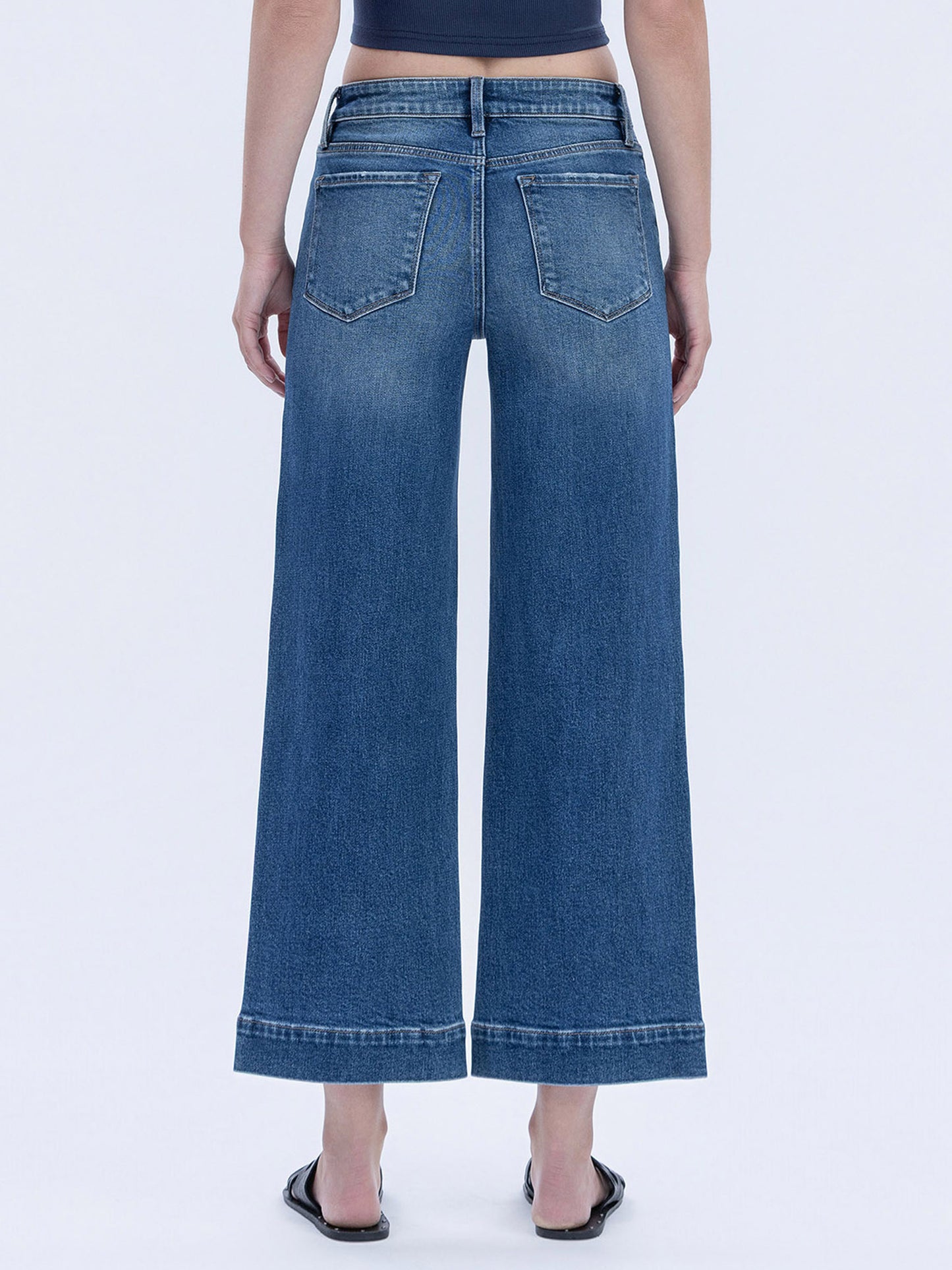 HIGH RISE TROUSER HEM WIDE LEG JEANS