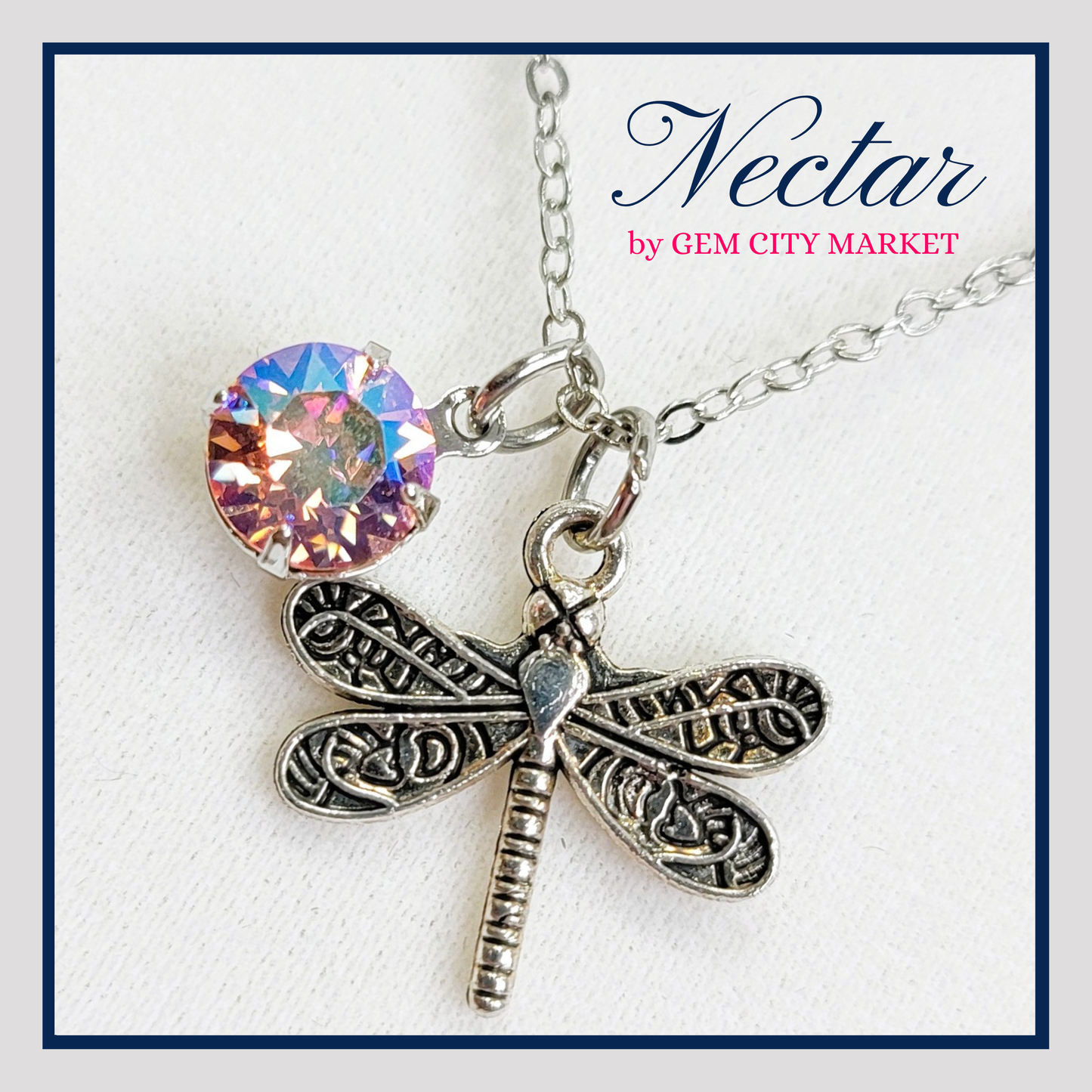 Crystal and Dragonfly Charm Necklace N009/N010