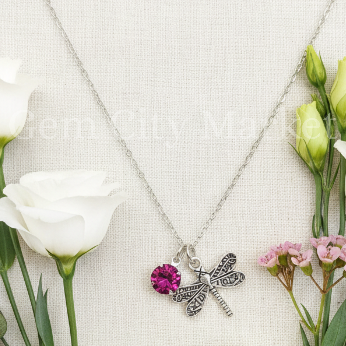 Crystal and Dragonfly Charm Necklace N009/N010