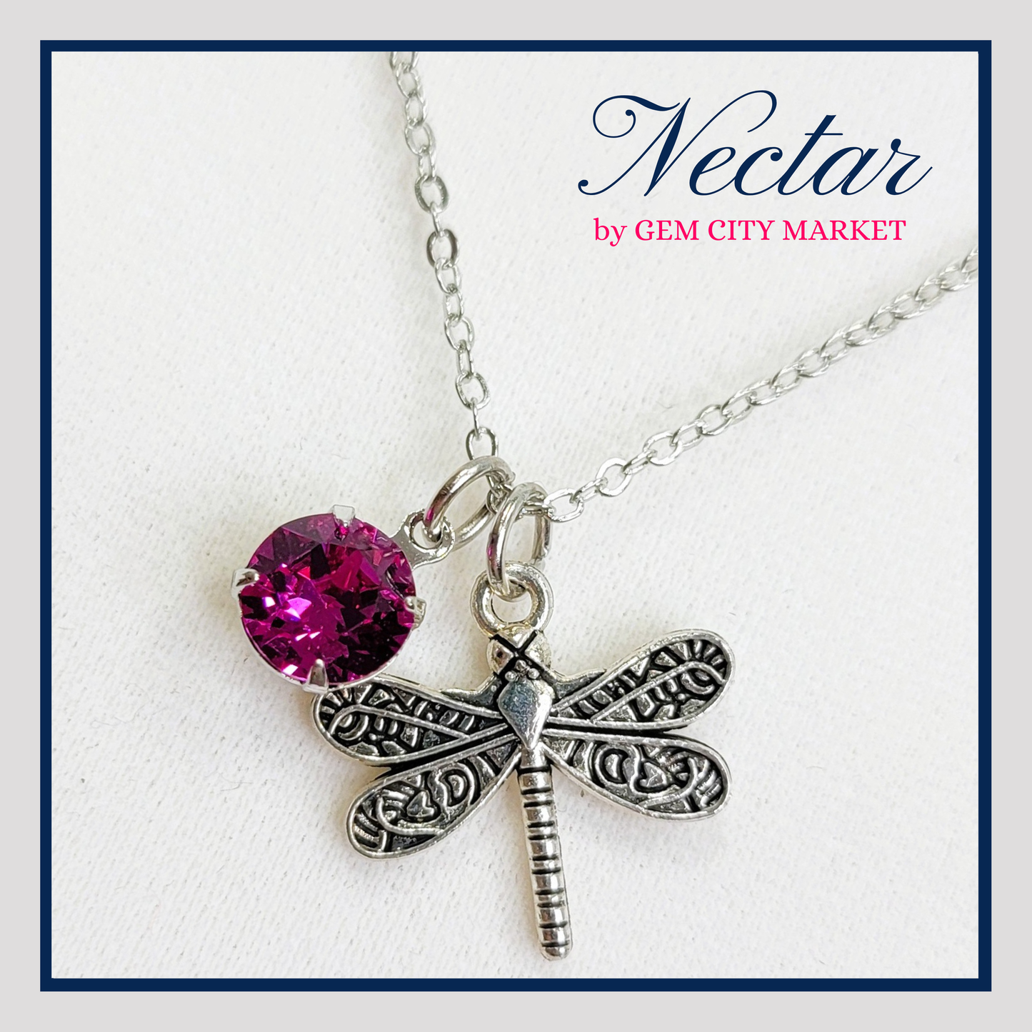 Crystal and Dragonfly Charm Necklace N009/N010