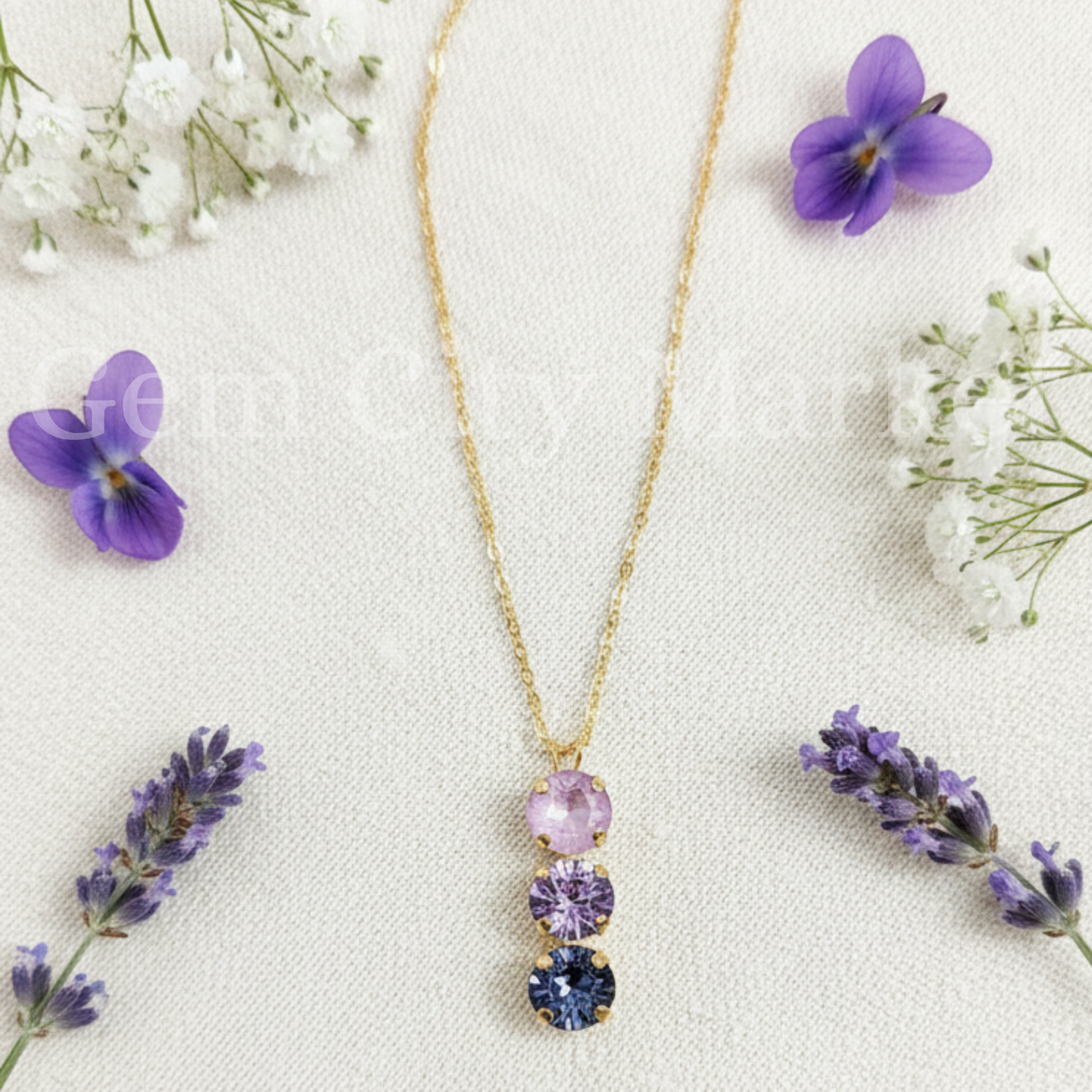 Crystal Trio Necklace (Multiple Colors) N011/N016