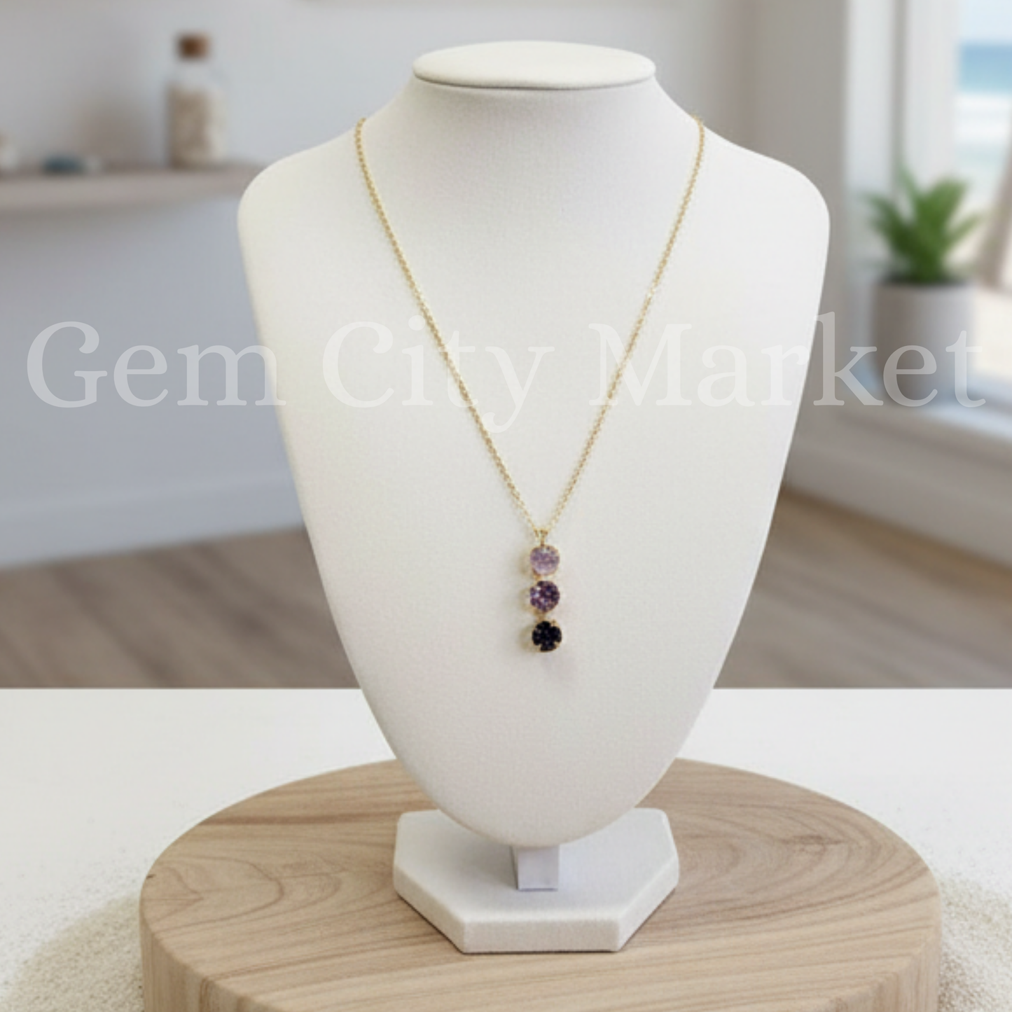 Crystal Trio Necklace (Multiple Colors) N011/N016