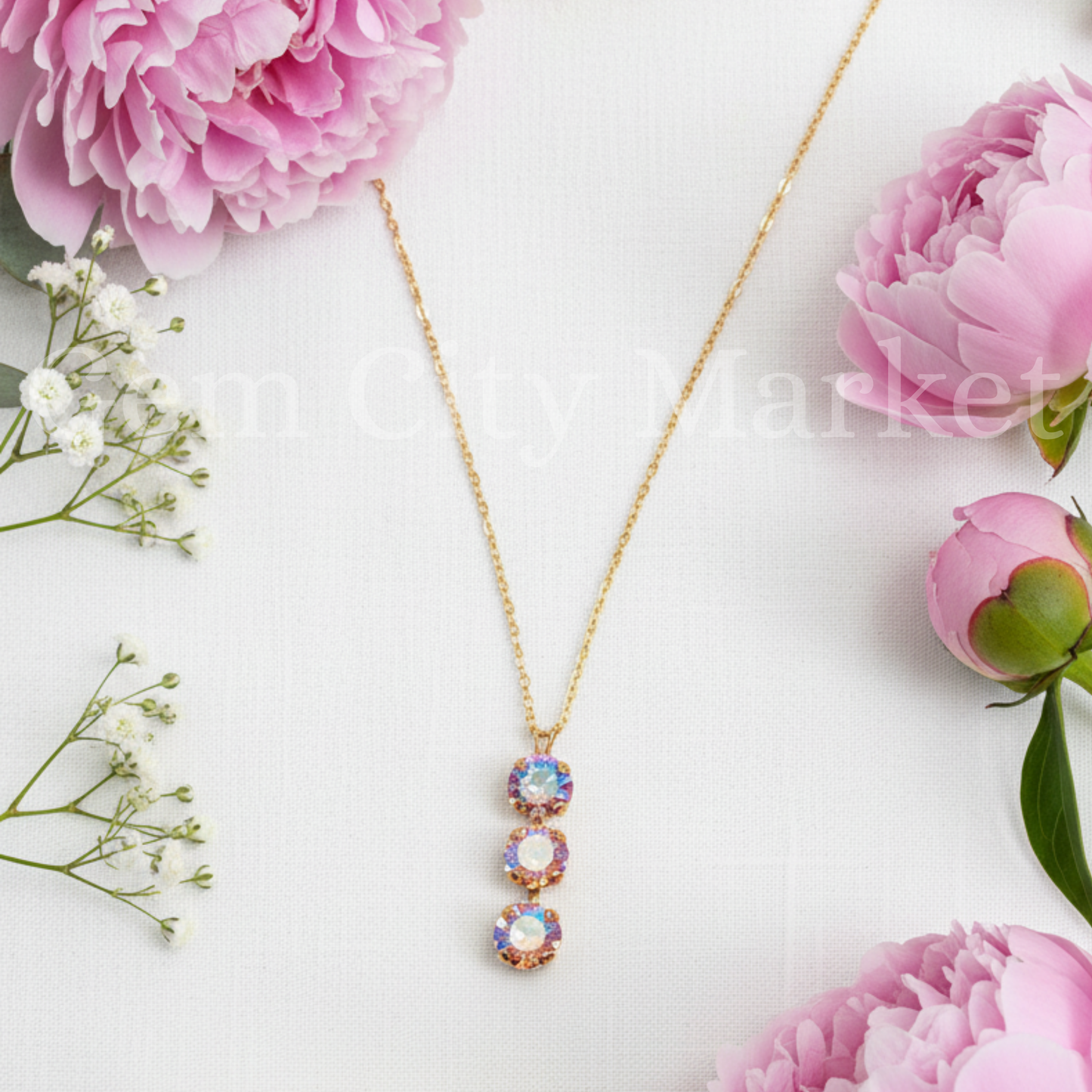 Crystal Trio Necklace (Multiple Colors) N011/N016